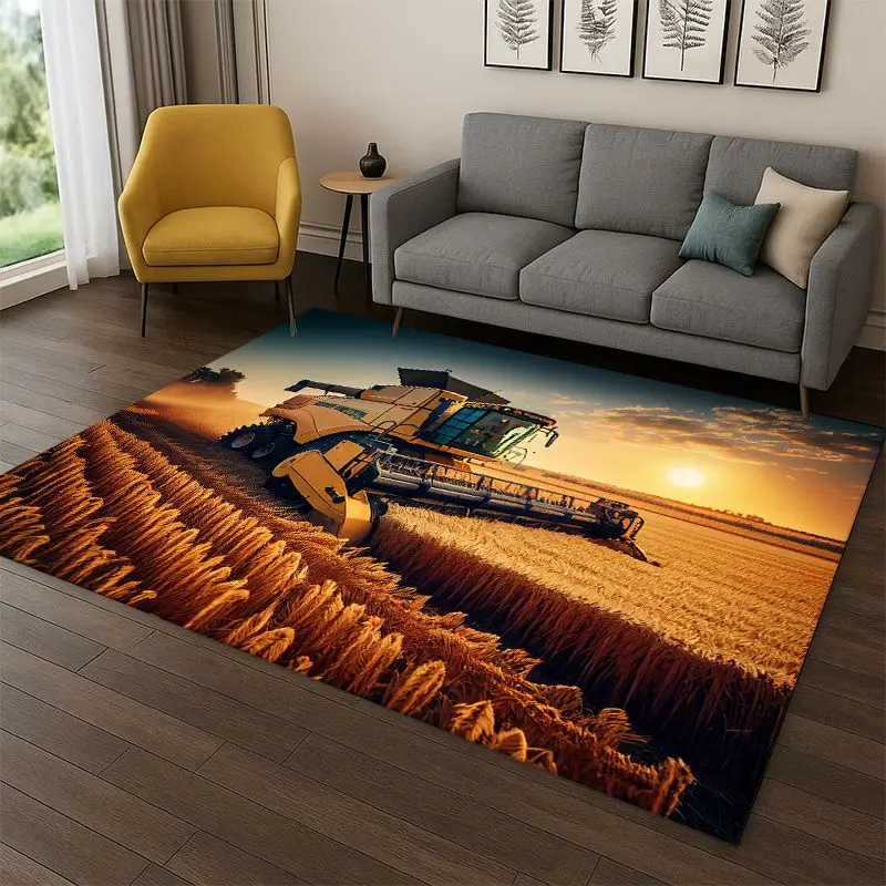 Retro Tractor Car Truck Cartoon Carpet Rug for Bedroom Living Room Sofa Playroom Doormat Home Decor,Kid Game Area Rug Non-slip