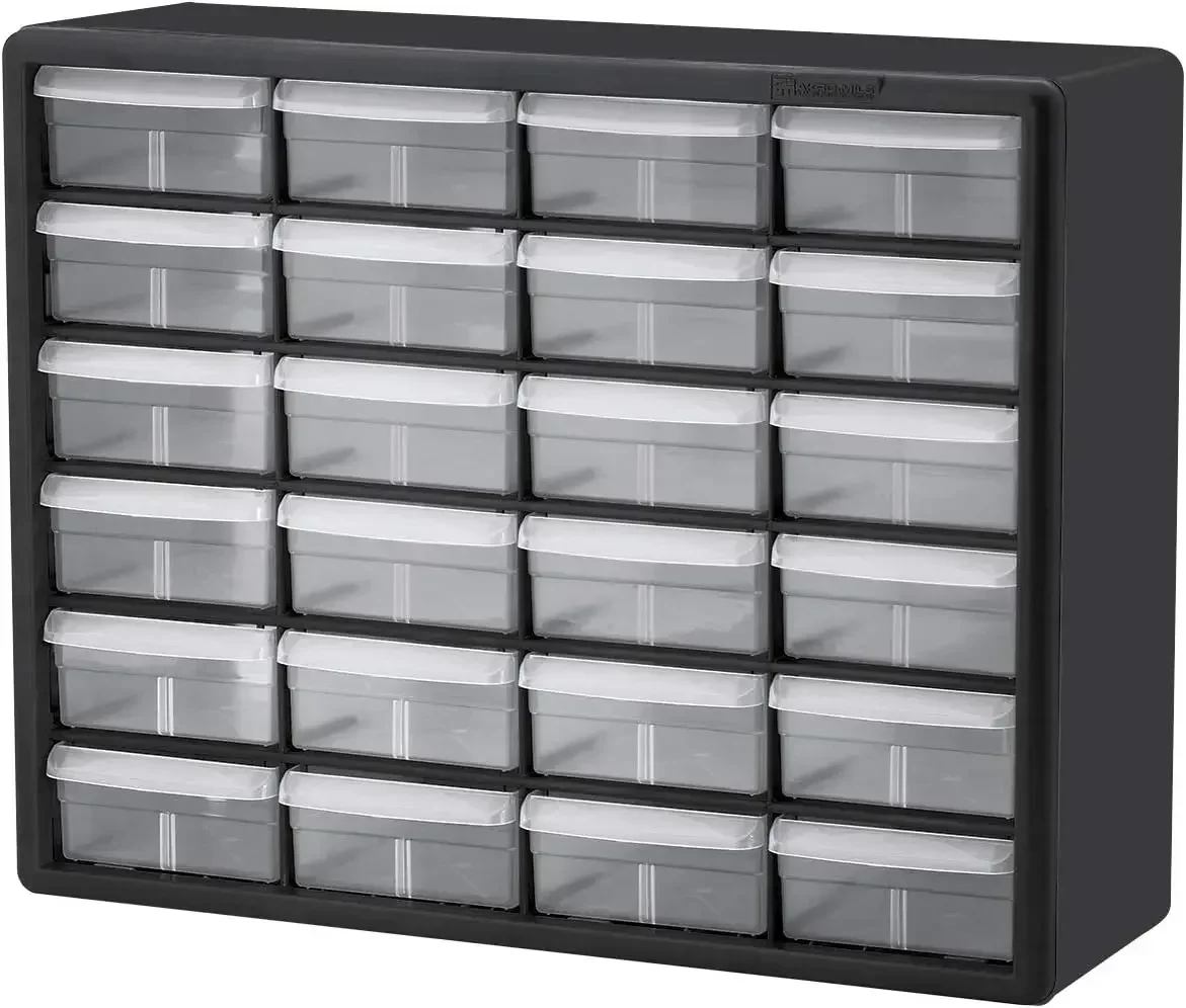 24 Cabinet 10724, Plastic Parts Storage Hardware and Craft Cabinet, (20-Inch W x 6-Inch D x 16-Inch H), Black