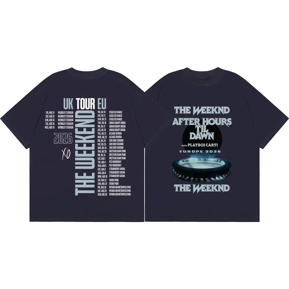 The Weeknd After Hours Til Dawn Tour 2026 Merch T Shirts Fashion Hip Hop Short Sleeve T-shirts Oversized Unisex Trendy Cotton