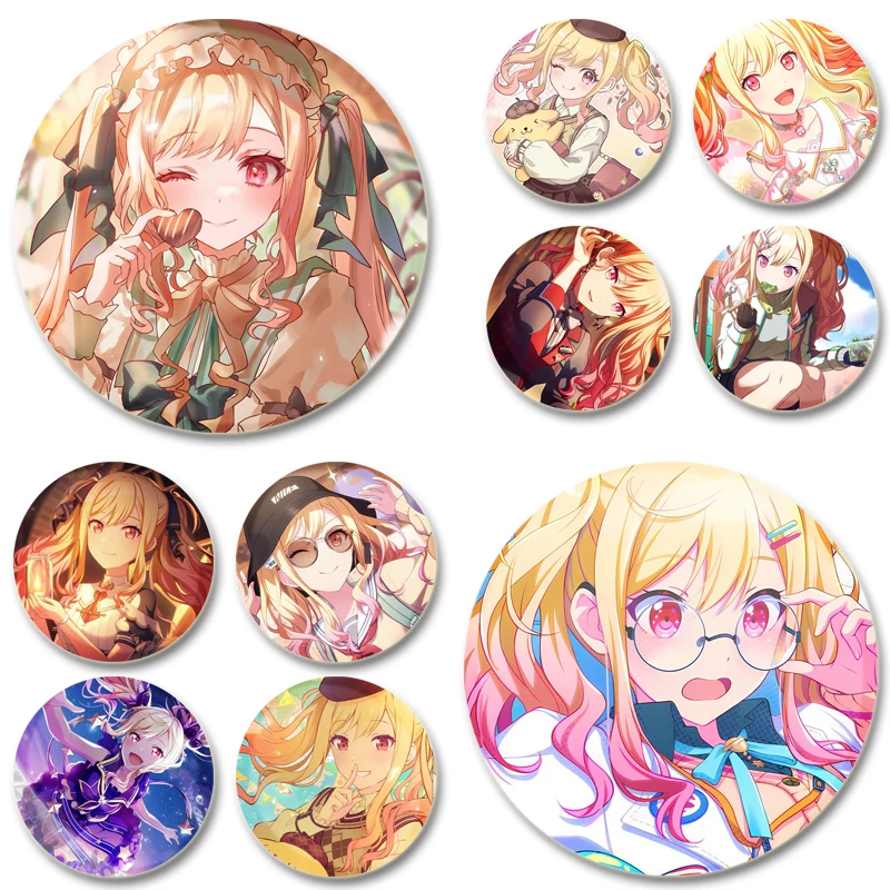 44/58mm Tenma Saki Cartoon Figure Badge Cosplay Singer Anime Brooches Handmade Cute Enamel Pins for Clothes Jewelry Bag Gifts