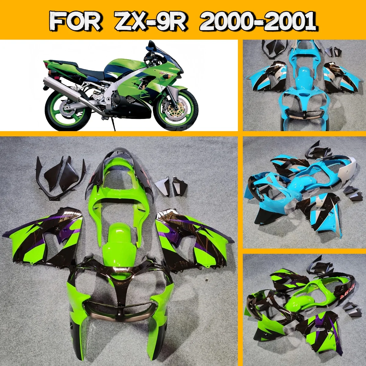 

High-Quality Fairings Kit 2000 2001 ZX-9R ABS Injection for 00 01 Kawasaki ZX9R Body Parts Motorcycle Fairing Set