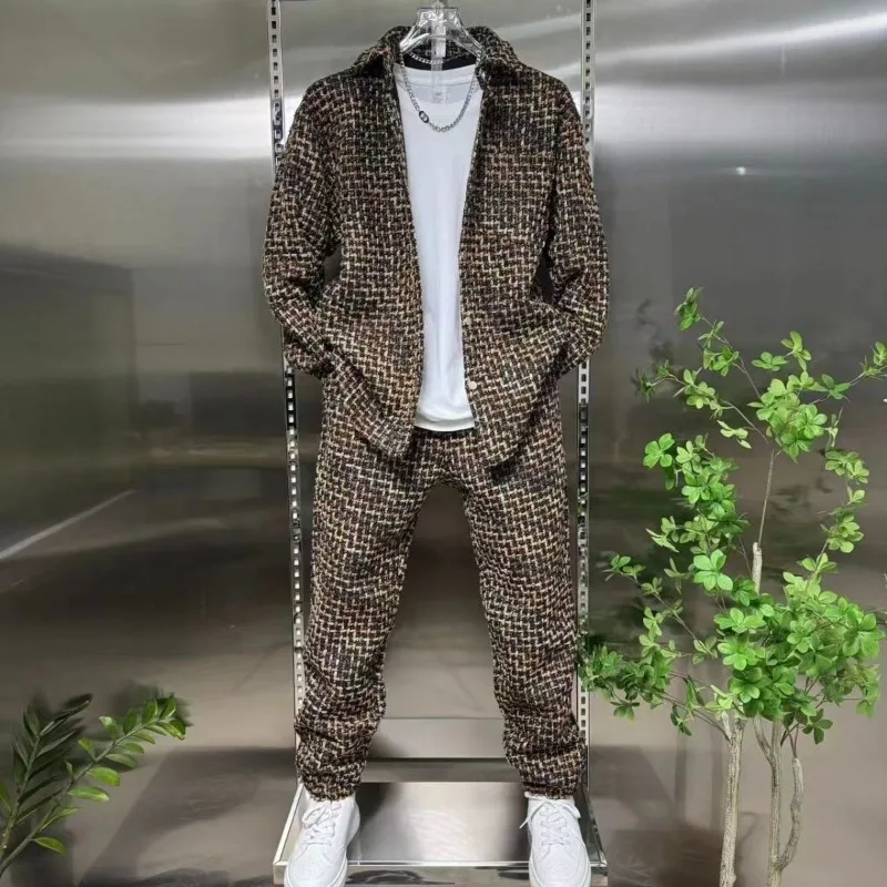 Autumn New Men's Suit Fashionable and Versatile Casual Shirt and Trousers Two-piece Set