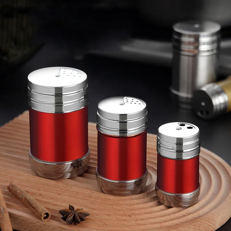 Stainless Steel Spice Jar Rotating Cover Barbecue Salt Sugar Bottle Shaker Pepper Seasoning Can Home Kitchen Cooking Gadgets