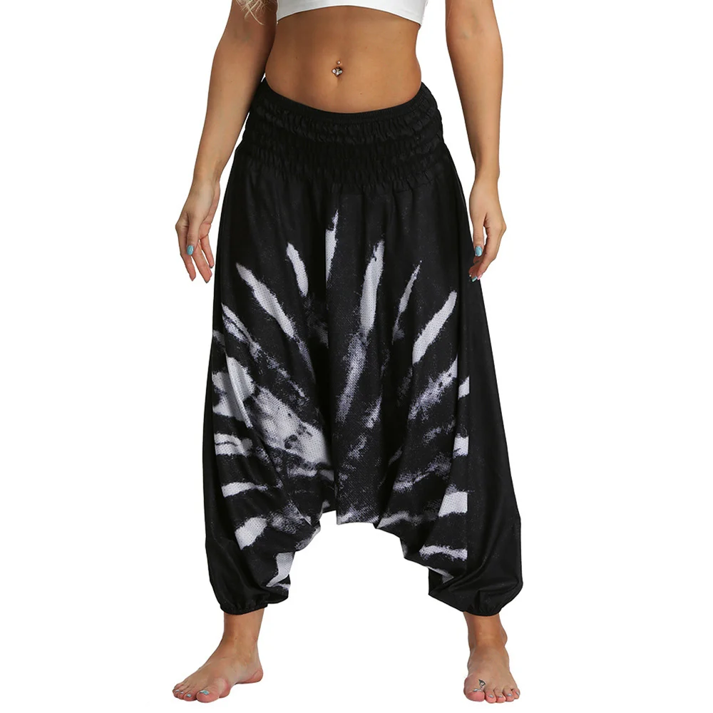 One Size Fits Most Drop Crotch Harem Pants,Gypsy Boho Baggy Pants Hippie Harem Pants for Women Yoga Pilates Aladdin Pants