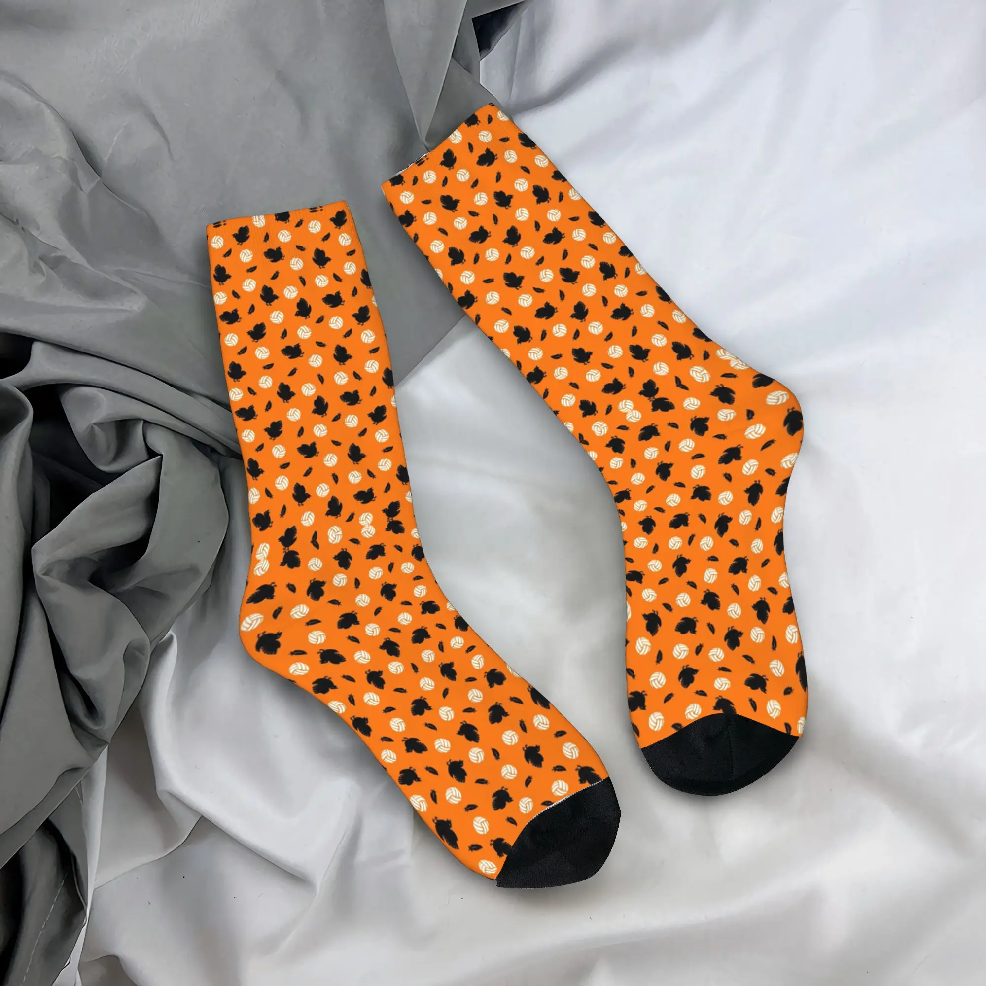Haikyuu Karasuno Volley Crows Socks Harajuku Super Soft Stockings All Season Long Socks Accessories for Unisex Christmas Gifts