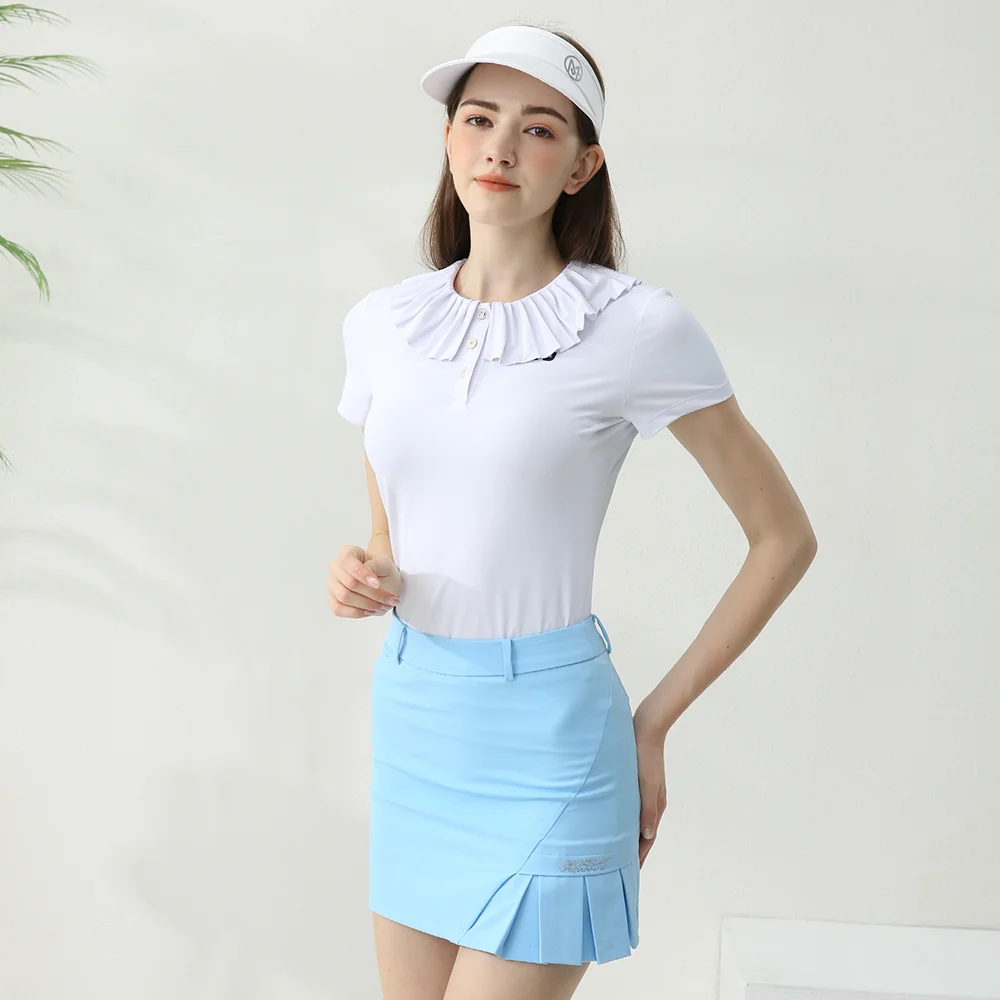 Golf Golf-Robe d'été en queue de poisson pour femme, jupe courte, coupe couvertes, jupe trapèze, chemises à col en V pour femme, sports de tennis, déclin