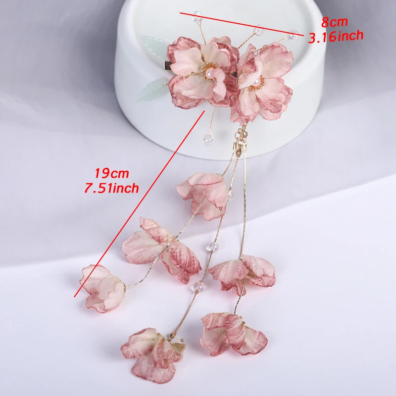 Artificial Flower Hair Clips for Women Hanfu Kimono Hair Accessoires Brides tiaras And Headdresses Wedding Party Festival Jewelr
