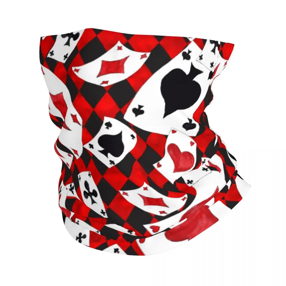 Poker Playing Cards Pattern Bandana Neck Gaiter Windproof Face Scarf Cover Men Women Gambling Card Game Headwear Tube Balaclava