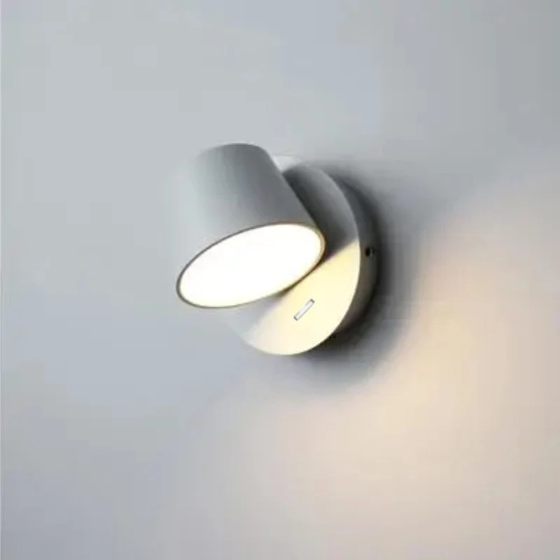 Nordic Minimalism Bedside Wall Lamps with Button Switch Black White LED Wall Light Living Room Aisle Decor Reading Wall Sconce view 3