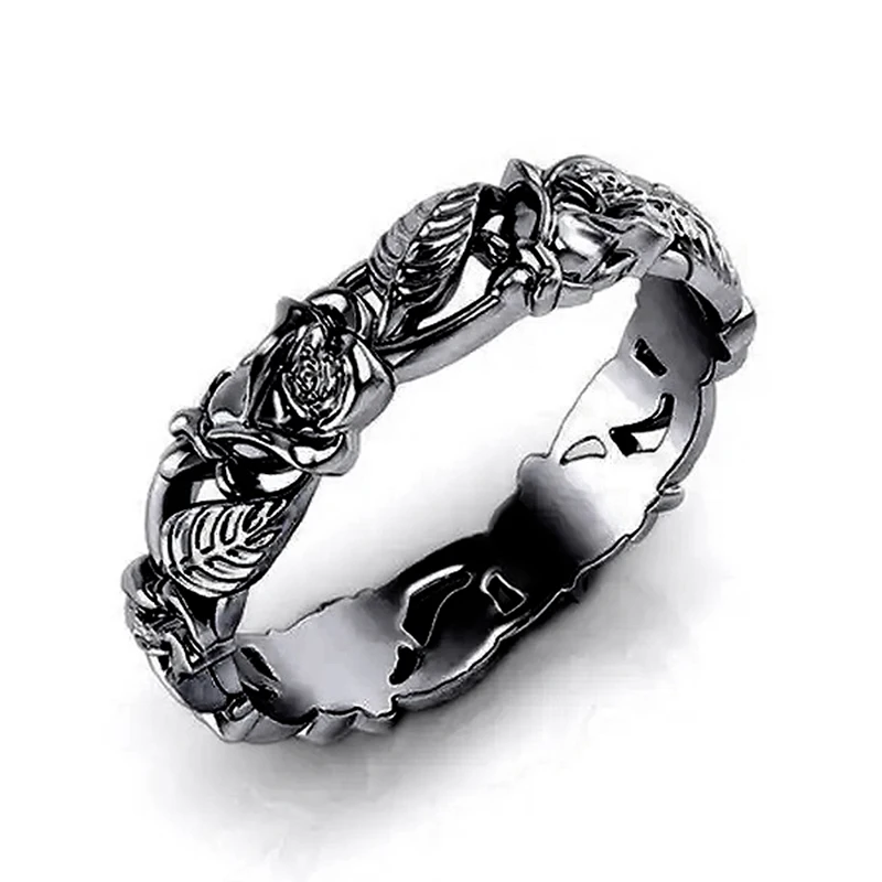 Huitan Ästhetische Rosen-Versprechensringe für Frauen, Minimalistische Statement-Eheringe, Accessoires, Blumenringe, Modeschmuck, Geschenk