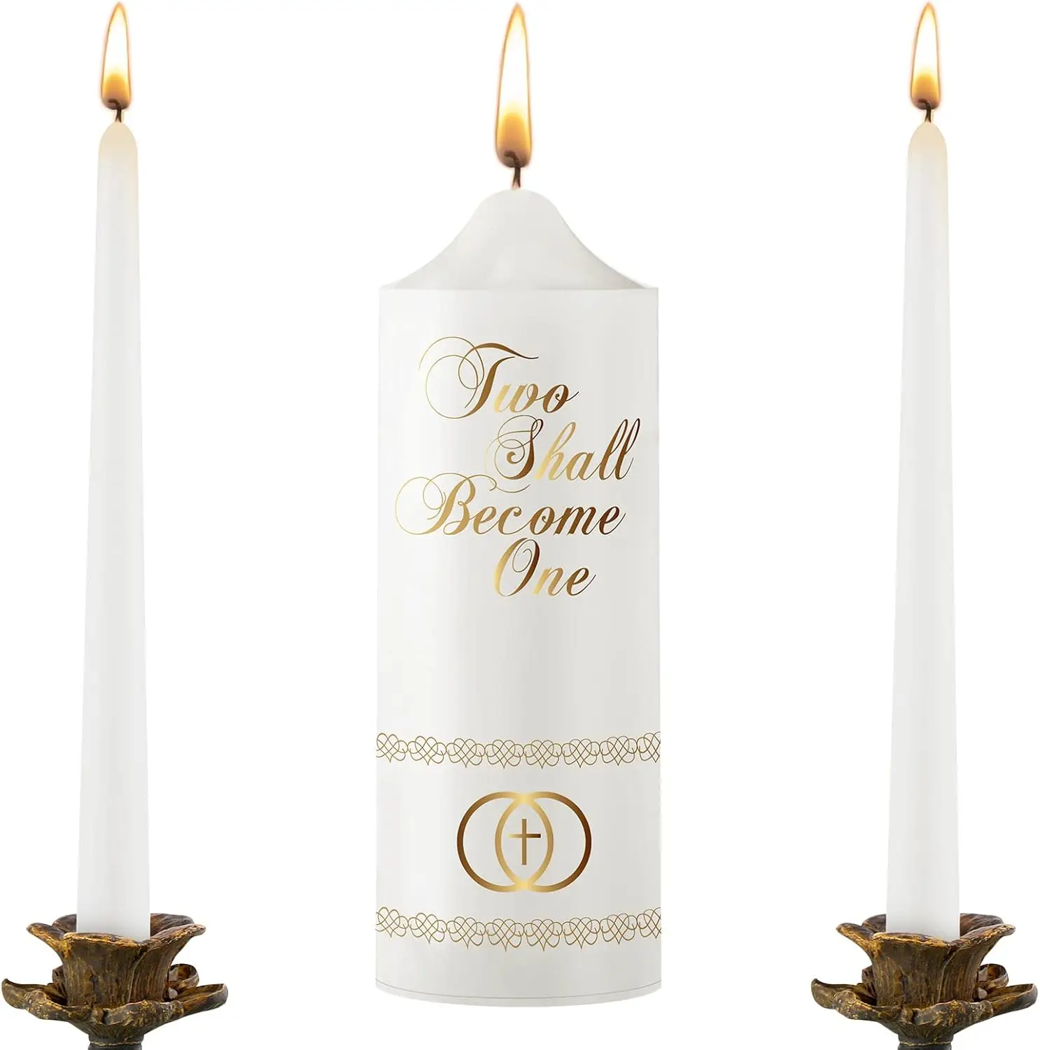 

Unity Candles for Wedding Ceremony Set Wedding Unity Taper Candles Catholic Religious Ceremony Accessories(Cross)
