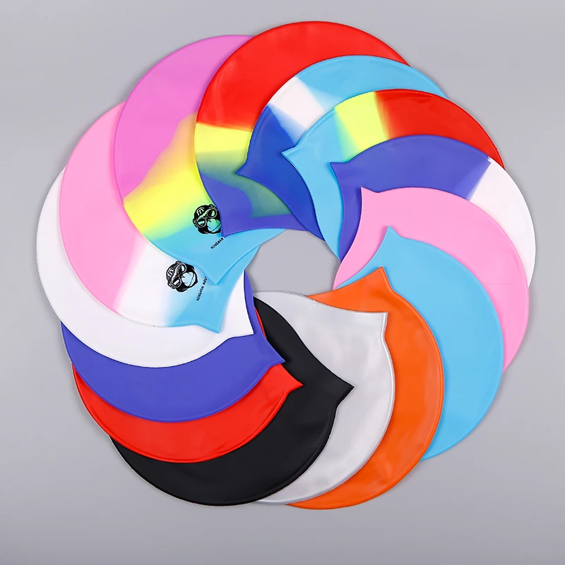 Touca de natação de silicone, função à prova d'água, feminina, masculina, alta elasticidade, cabelo flexível, chapéu de piscina para adultos, crianças, meninos e meninas