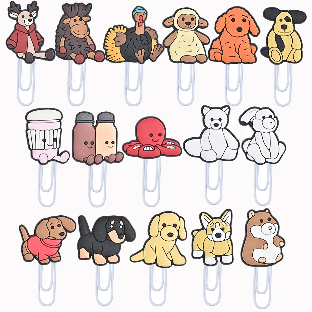 

1pcs Cute Animals Paper Clips Anime Deer Cow Chicken Sheep Bookmark Charms Lovely Dogs Bear Book Marks For Kids Adults Gifts