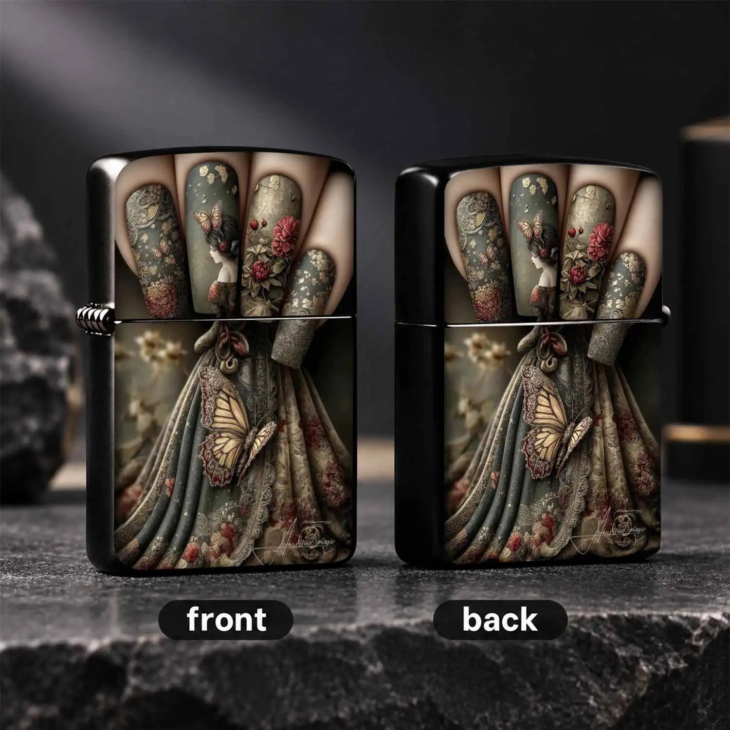Vintage Elegant Floral Art Style Portable Lighter, Aesthetic Exquisite Decorative Piece, Suitable For All Daily Scenarios, Retro Aesthetic Creative Item, Perfect For Gifting And Personal Use, Artistic Texture Practical Carry-On Accessory To