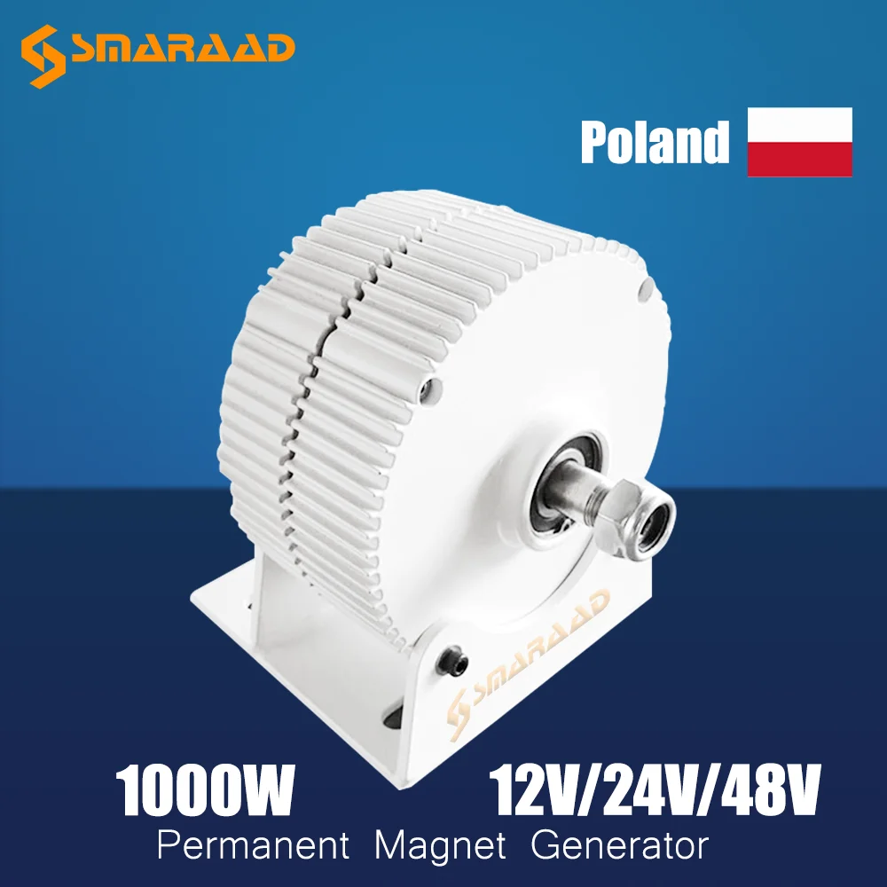 SMARAAD Low Speed 1000W 12V 24V 48V Gearless Permanent Magnet Wind Turbine Generator Use For House Farm Factory