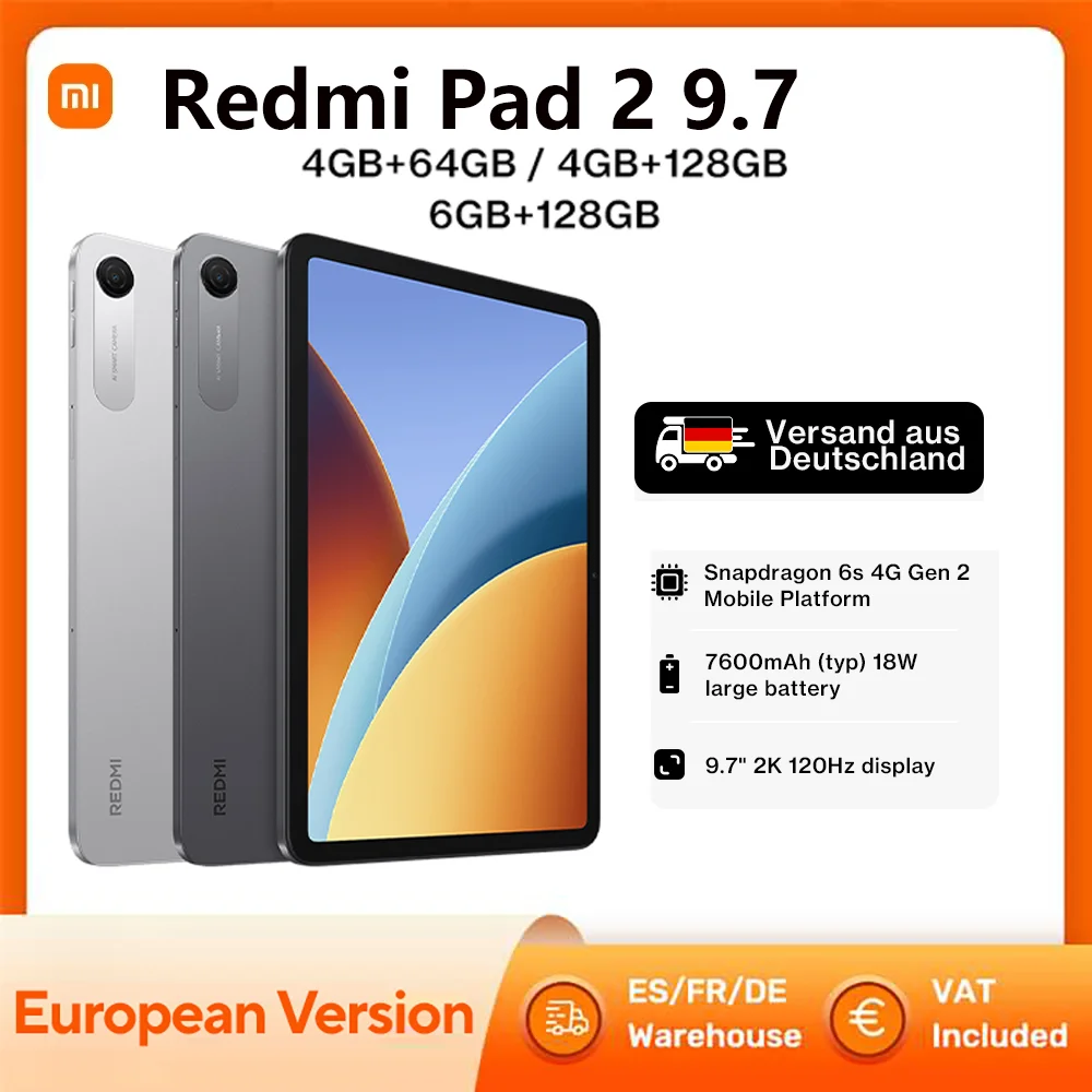 Xiaomi Redmi Pad 2 9.7 Snapdragon 6S 4g Gen 2 Mobiel Platform 2K 120Hz Display 7600mAh Grote Batterij Xiaomi Tablet 8Mp Camera