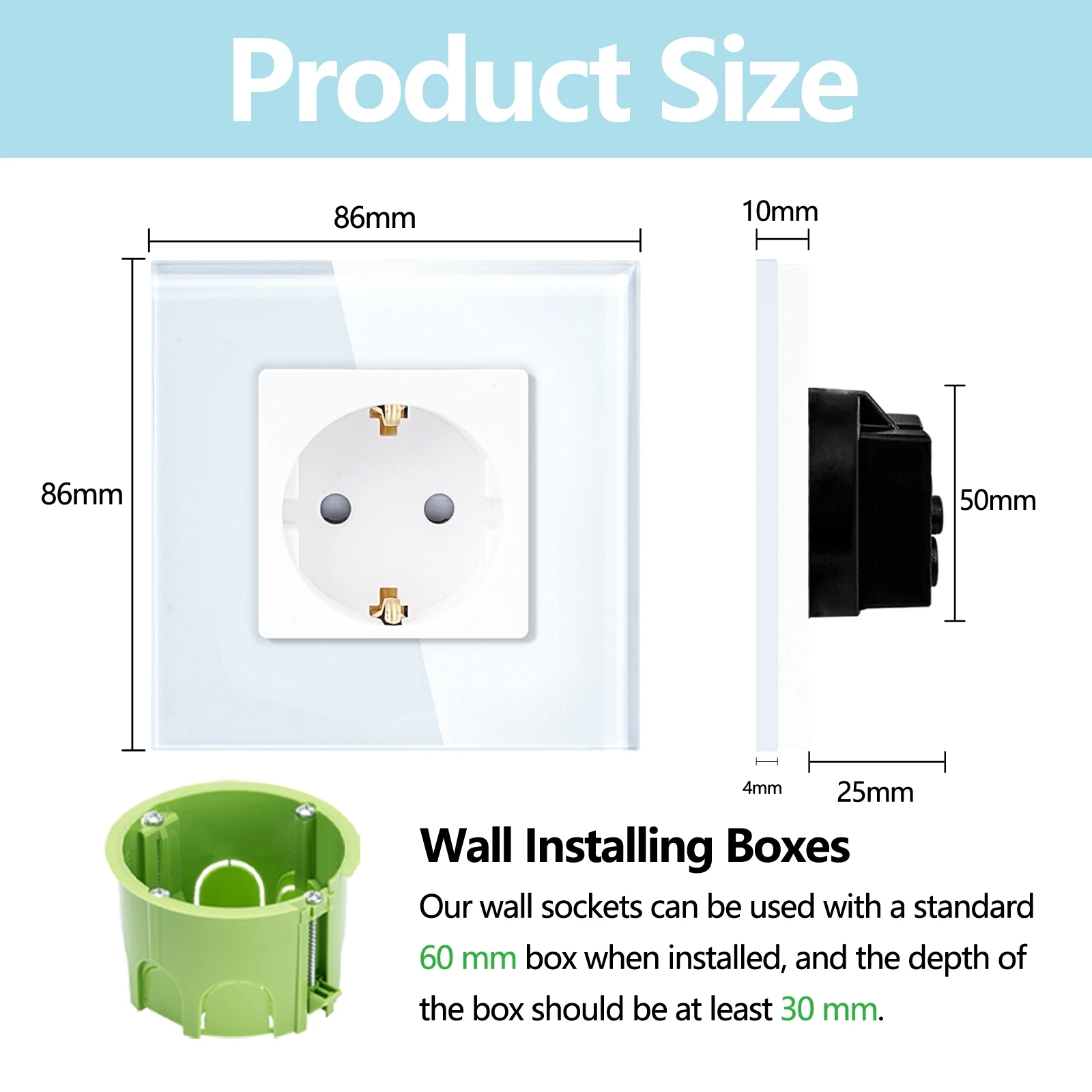 TAWOIA Wall Power Socket EU Standard 16A 1/2/3/4/5 Outputs Power Socket Glass Panel Plug Electrical Outlet Home Improvement