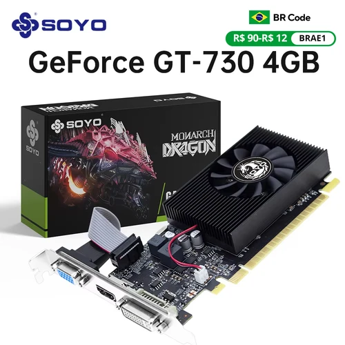 Tarjeta gráfica SOYO Geforce GT730 De 4GB, GPU GDDR3, 128 bits, compatible con HDMI, VGA, DVI, PCI-E 3,0, Placa De vídeo para ordenador De escritorio