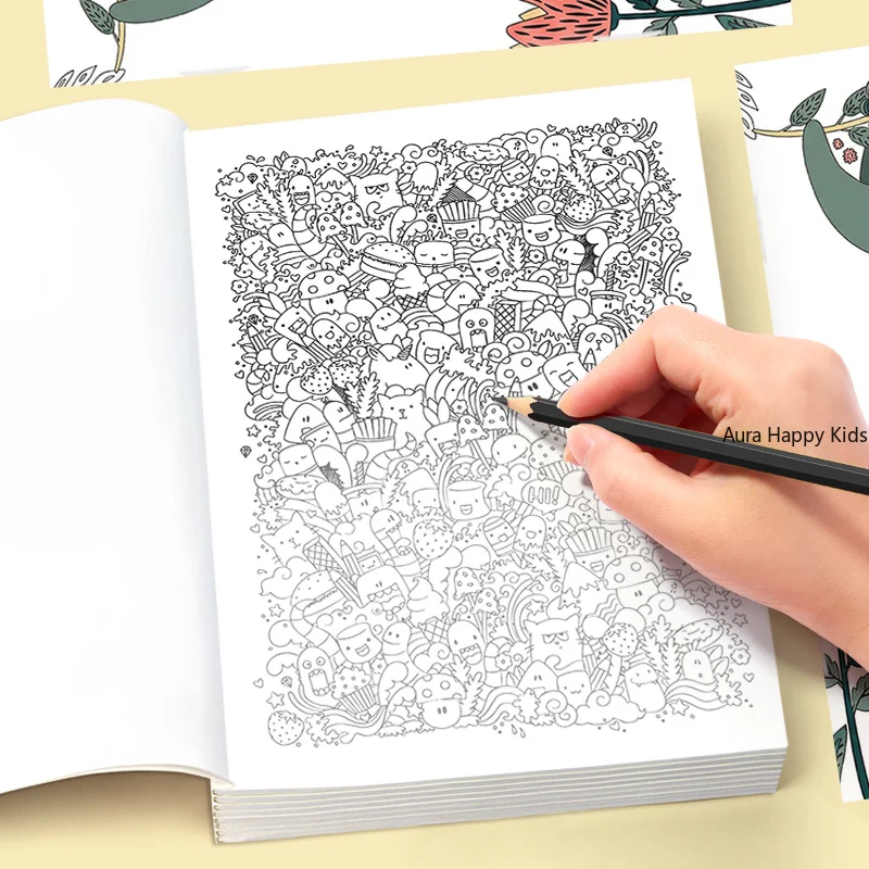 Adult Decompression Line Drawing Graffiti Book, Dense Pattern Copying Line Coloring Book, Quirky Monster/animal Theme, 22 Pages