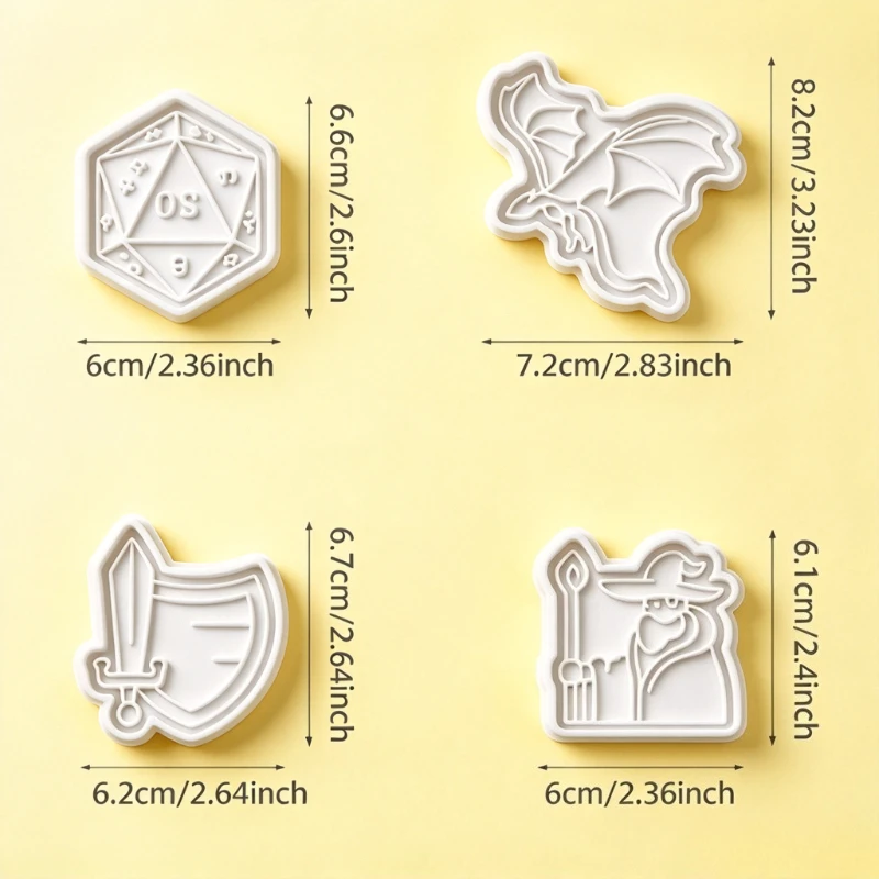 4PCS Adventure Series Cookie Molds,Fondant Cutters, Cake Cookie Decor Baking Tools for Holiday, Easy for Beginners, Free Handles