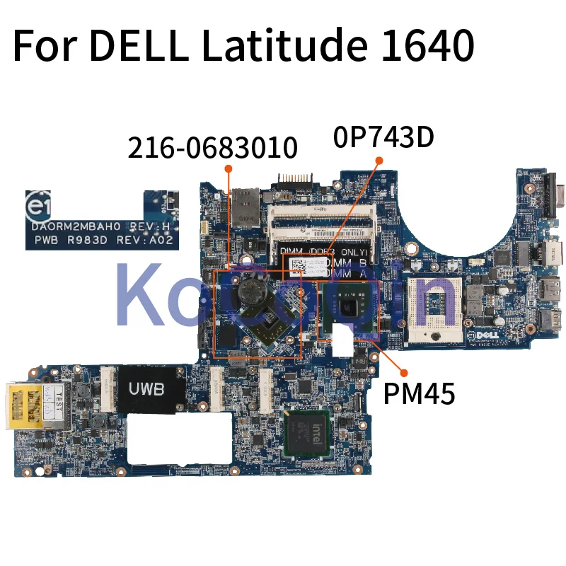 

DA0RM2MBAH0 For DELL Studio XPS 1640 Notebook Mainboard 0P743D 216-0683010 DDR3 Laptop Motherboard Tested