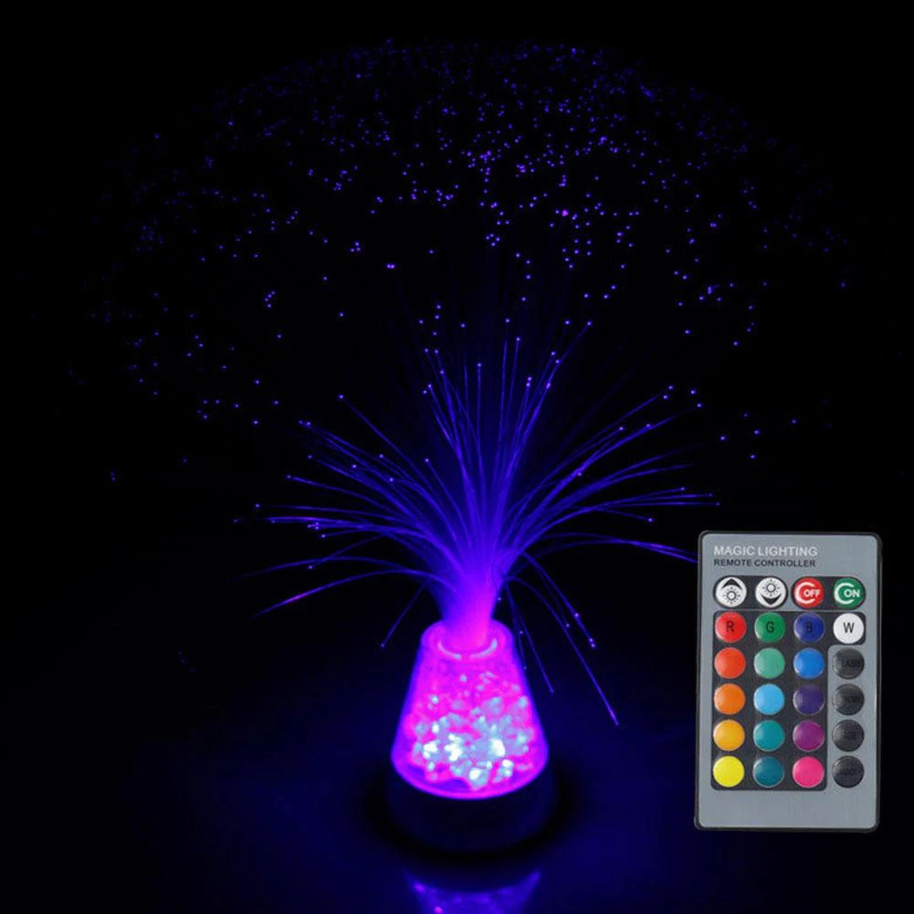 DIY Fiber Optic Light Crystal Base Home Decoration Hotel Bedside Atmosphere Colour Changing Remote Controller Festival Ornament