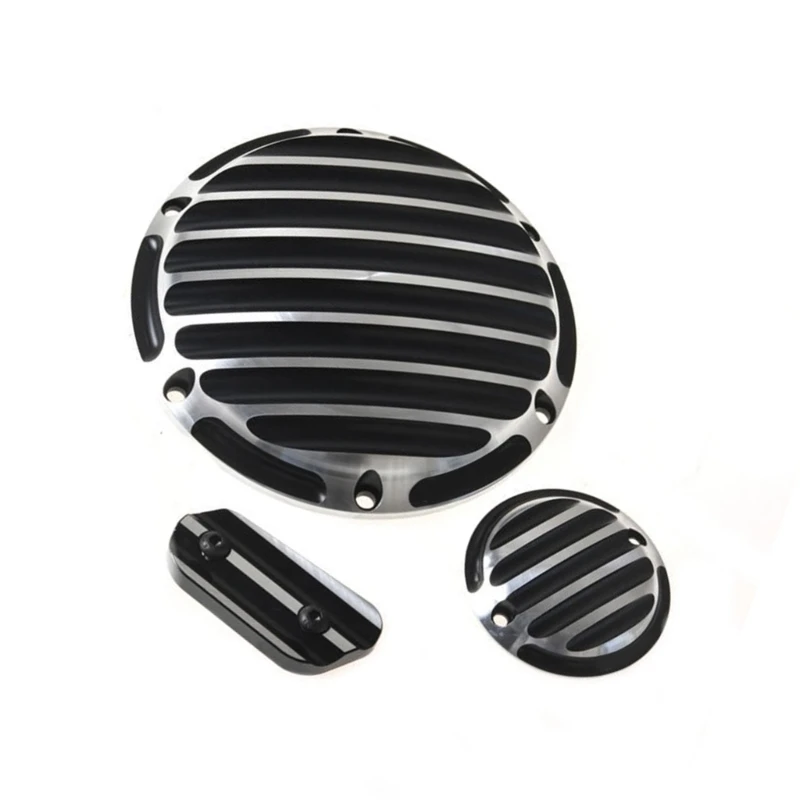 Motorkupplungs-Seitendeckel-Set mit geripptem Metall-Motorrad-Styling-Set für XL883 H8WE – Detail 1