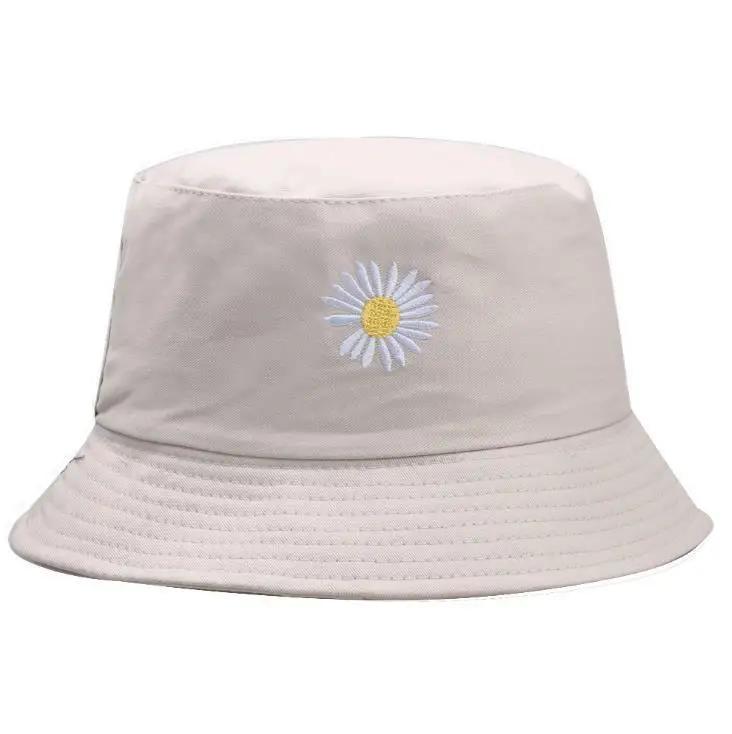 Kapelusz typu bucket hat z motywem stokrotki, bawełniany kapelusz wędkarski, kapelusz typu boonie z daszkiem, ochrona przed słońcem, safari, lato