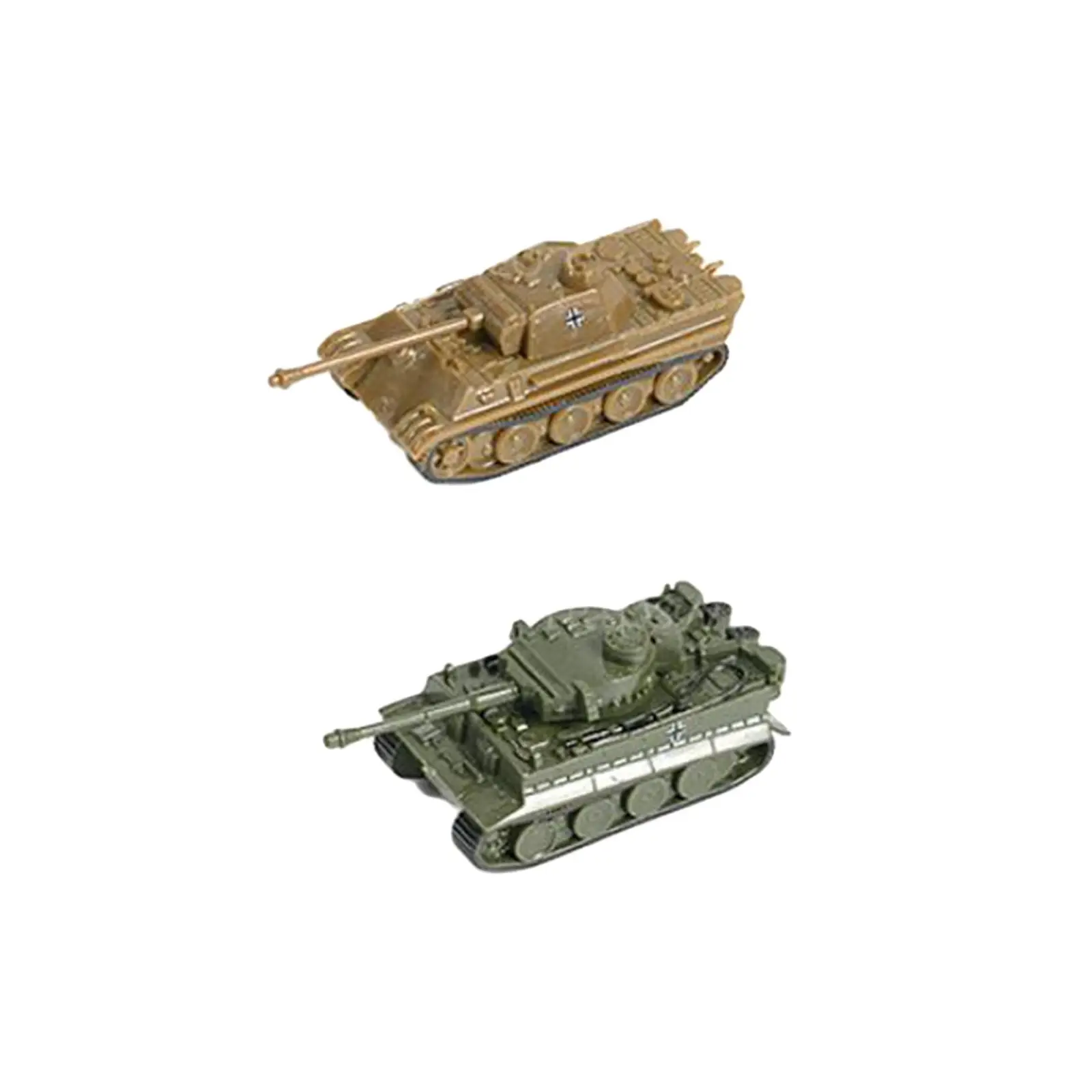 2 Pieces 1:144 Scale Armored Tank Toy Tank Model Puzzle Tracked Crawler Chariot for Table Scene