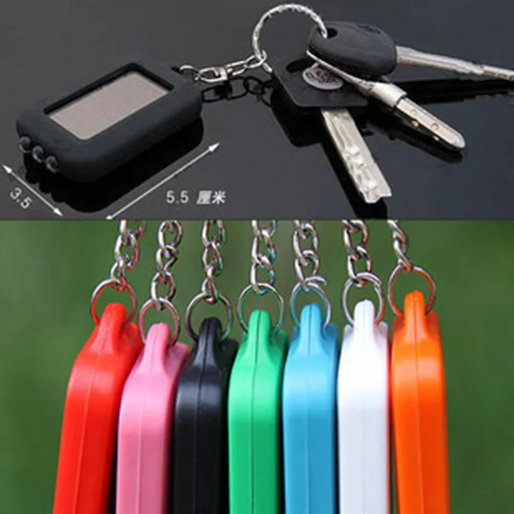 LED Light Plastic Keychain Multifunctional Key Ring Portable Outdoor Emergency Solar Power Flashlight Function Keyring Lamp