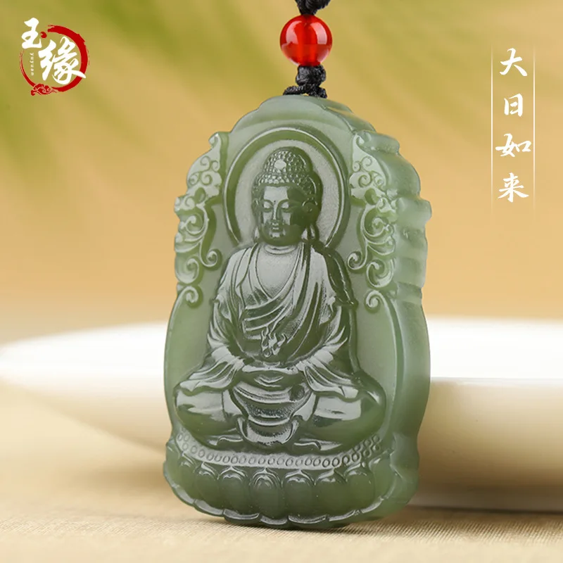 Hetian Jade Zodiac Buddha Pendant, Men Born In Year Of The Sheep Or Monkey, Necklace Women