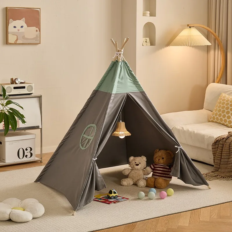 Tienda de campaña para niños de 1,6 M, tipi portátil para interiores y exteriores, tienda triangular lisa para niños y niñas, casa de juegos práctica para niños en casa