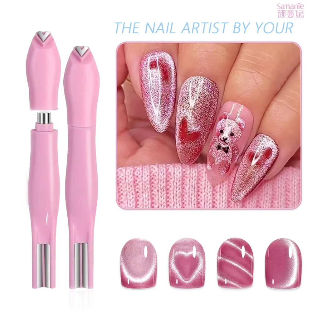 3 in 1 Cat Eye Nail Magnetic Stick Love Heart Snake Pattern French Cat Eye Nail Magnet UV Gel Polish Effect Manicure Design Tool