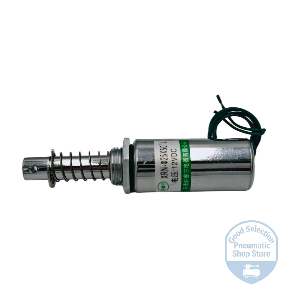 XRN-25X50L Cylindrical Round Tube Pull Solenoid DC Magnet 12V 24V with 10mm Stroke 20.5W Power for Electronic Components
