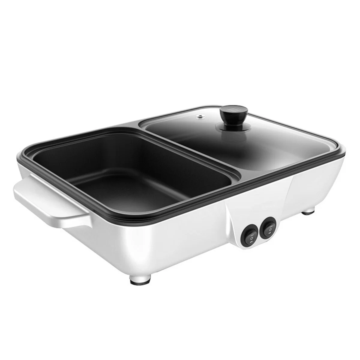 

2-in-1 Indoor Non-Stick Electric Hot Pot and Frying Pan Portable Electric BBQ Grill for Indoor Family Gatherings