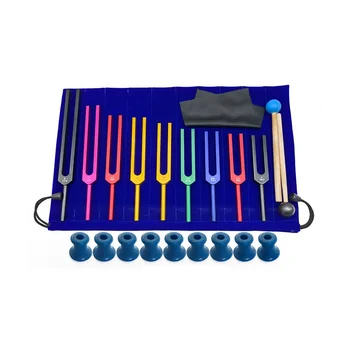 New 9pcs Colorful Solfeggio Aluminum Alloy Tuning Forks, Tuning Forks for Therapy, Sound Therapy Blue