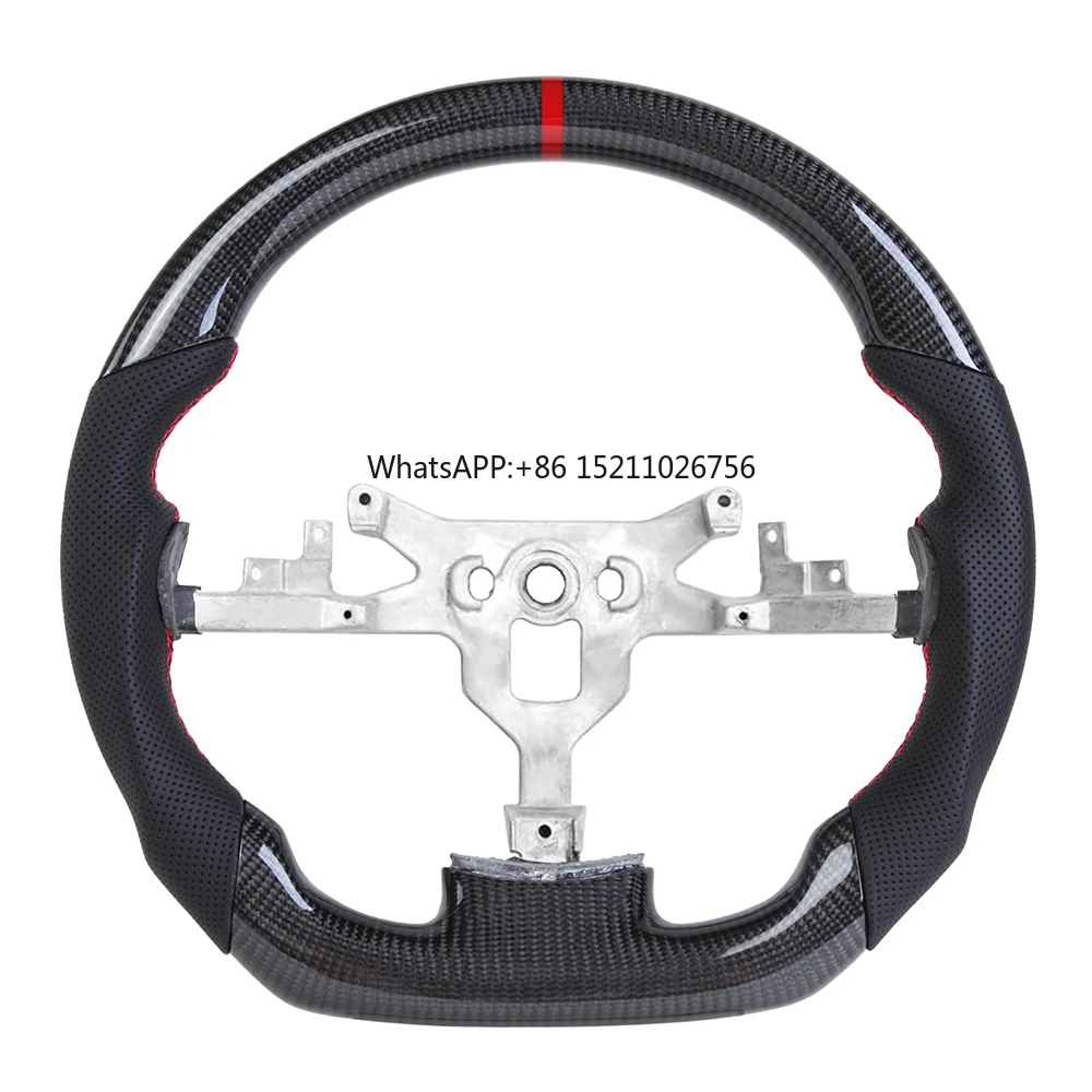 Steering Wheel Carbon Fiber D shaped Flat bottom Steering Wheel Perforated Leather Grip for Chevrolet Corvette C6 2007 2013