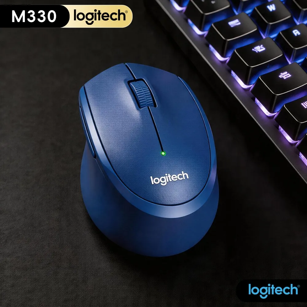 Logitech M330 Silent Wireless Mouse Comfort Palm Support Ergonomic Curved Shell For Desktop Notebook Office Home Daily Use