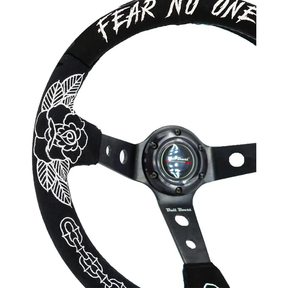 Custom Rose Steering Wheel 350mm Deep Dish 6 Bolt For JDM Sport Racing Steering Wheel Suede Horn Button Included