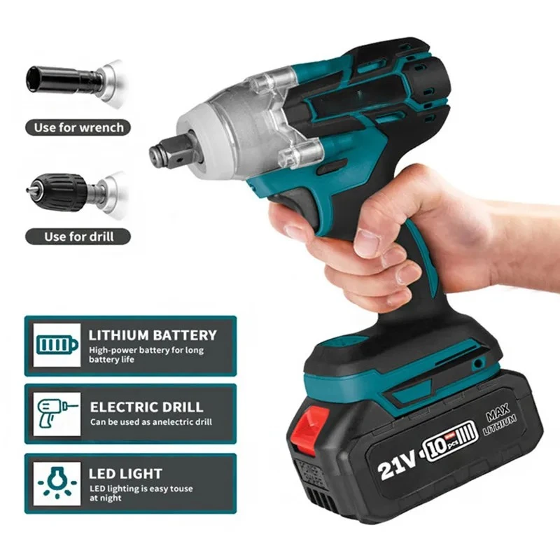 Hot New Brushless Motors Cordless Electric Impact Wrench Power Tool Brushless Electric Wrench Hand Drill Socket For 21v Battery