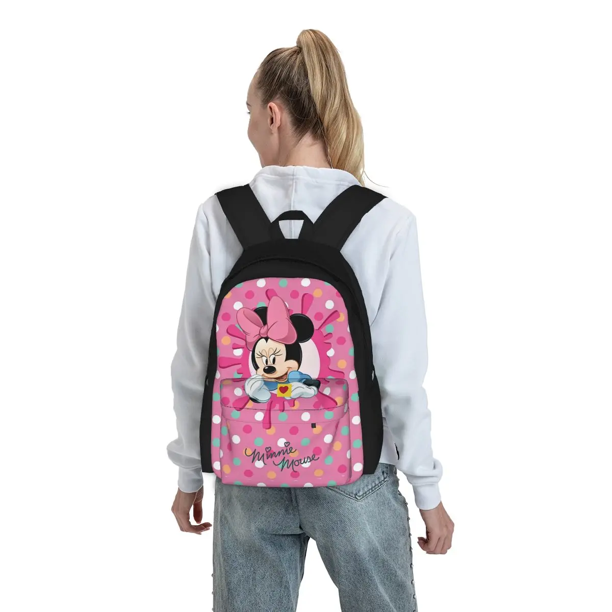 Sac à dos de dessin animé mignon Minnie Mouse pour femmes, sac d'école pour étudiants, sac à dos étanche pour ordinateur portable rose Mochila pour garçons et filles