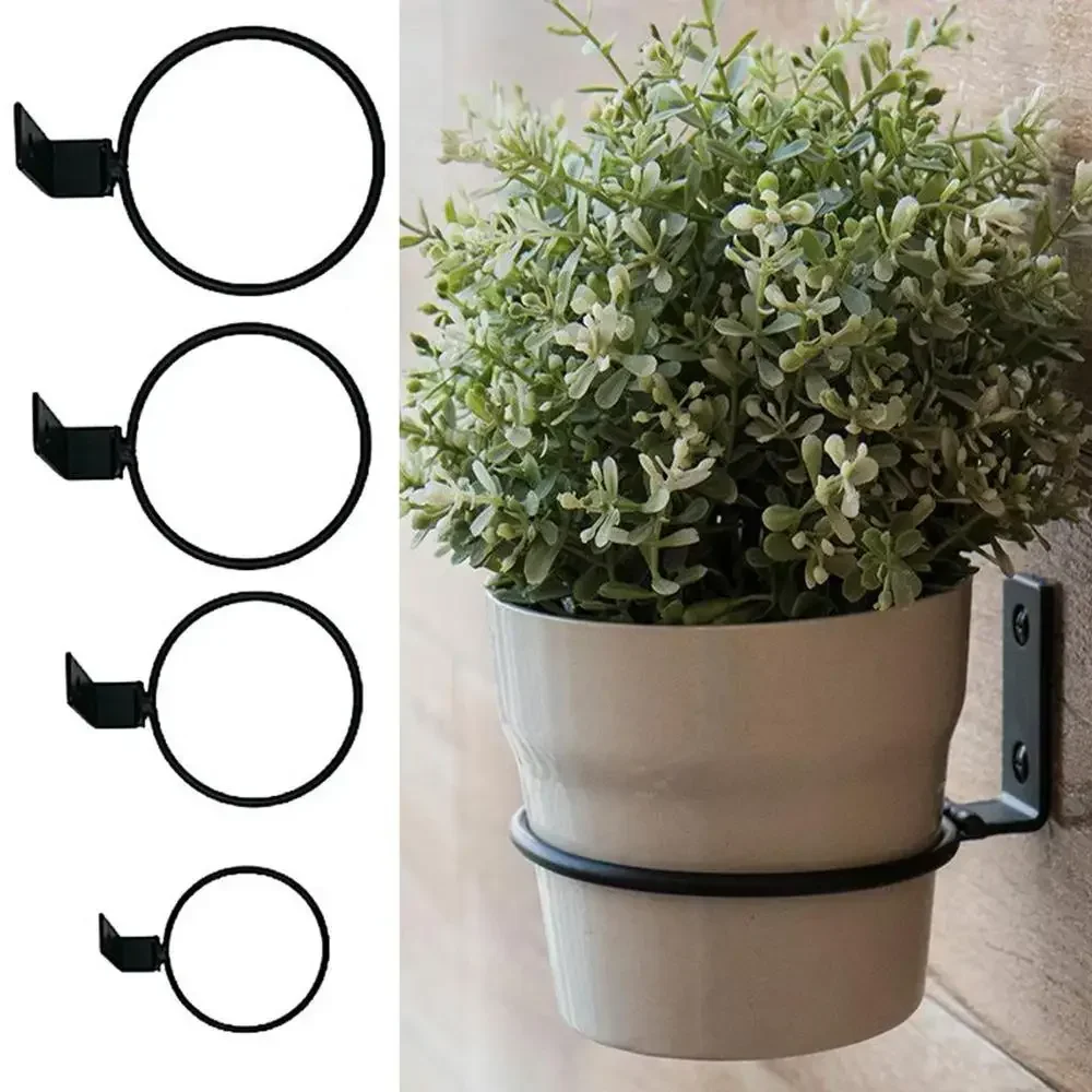 Metal flowerpot bracket, circular railing, wall mounted flowerpot tray, sturdy office flowerpot rack, gardening supplies