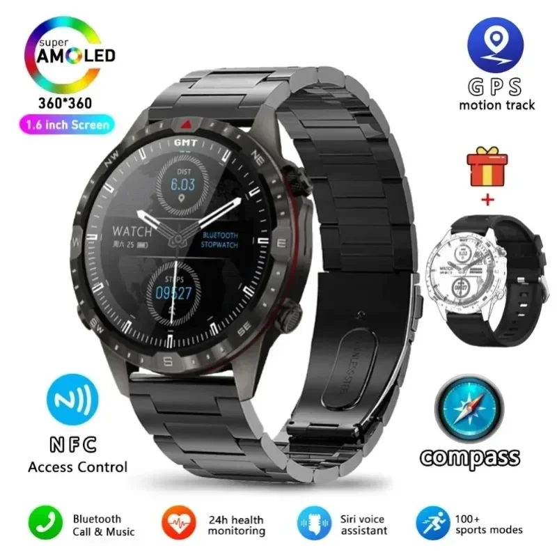 

Titanium Alloy Men's Smartwatch - Compass Sports, NFC, Bluetooth Call, IP68 Waterproof, Health Monitoring Smart Watch for Men