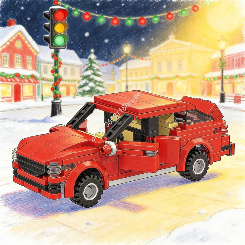 201 pièces MOC City Mercedesesed Benz Classe E Berline Modèle Blocs de construction Construction Cadeau de Noël Idée de bricolage Jouets Créatifs