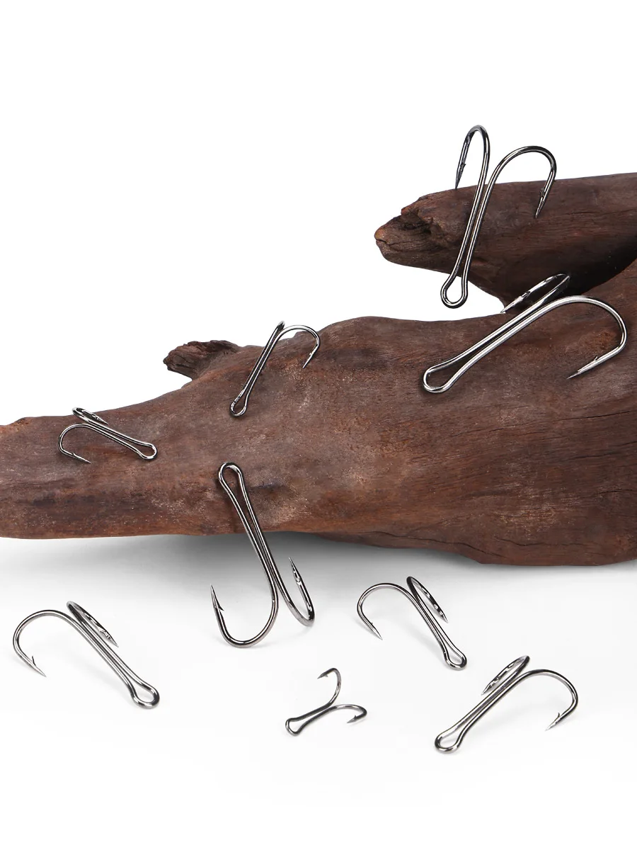 Angel-Doppelhaken, Hühnerklauenform-Haken aus Kohlenstoffstahl, Froschköder, Angelhaken, U-Form mit Widerhaken, Lot 10 Stück im Angebot – Detail 13