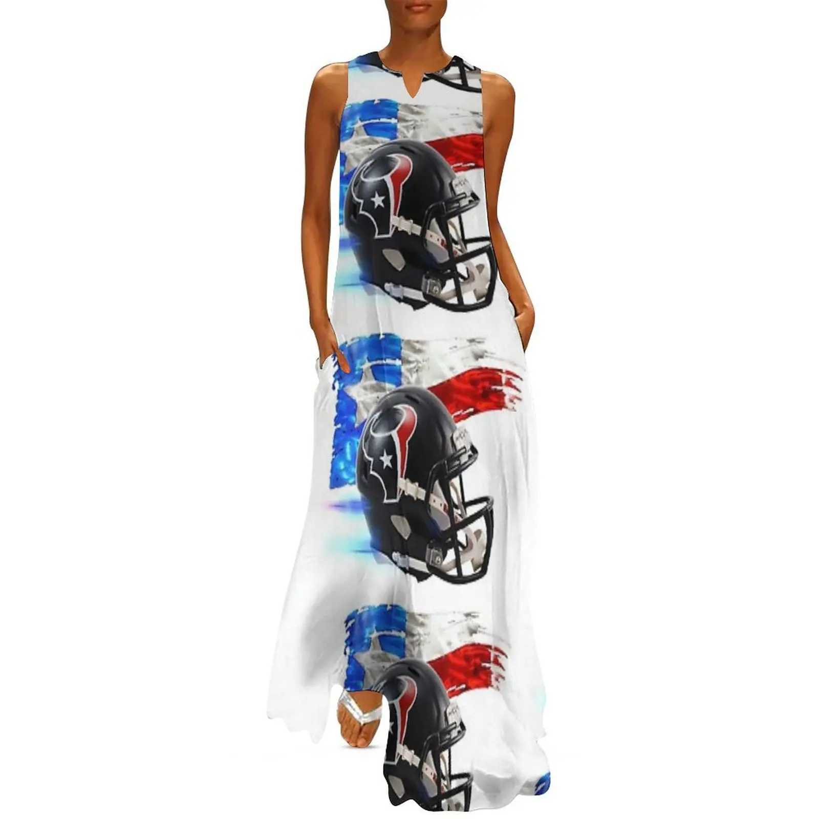 

Houston Texas Football Helmet Design Long Dress summer women's suit Party dresses dress women summer 2025 evening dresses ladies