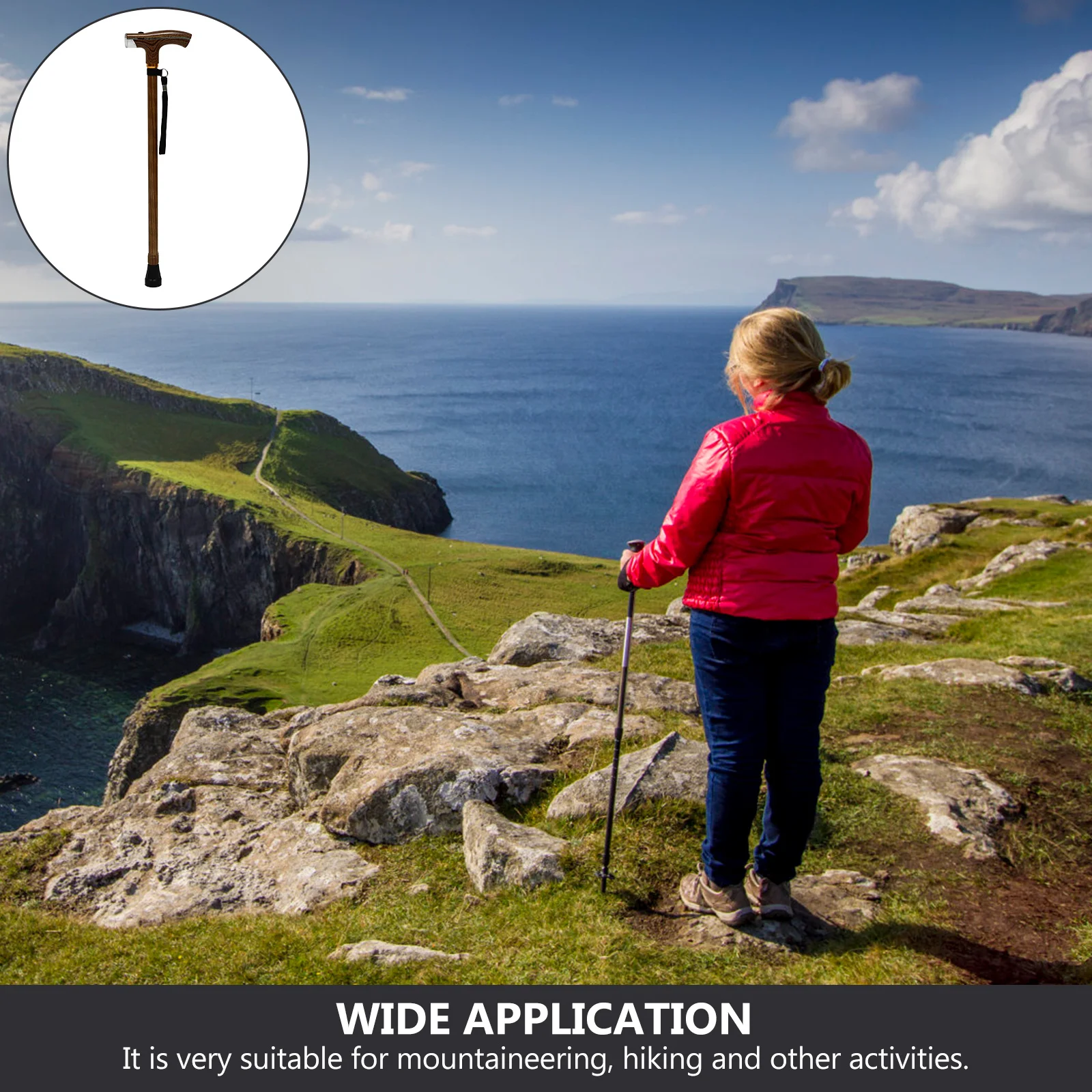 

1Pcs Telescopic Adjustable Walking Stick Multifunctional Anti-Skid Walking Pole for Hiking Elderly Travel Use Stick