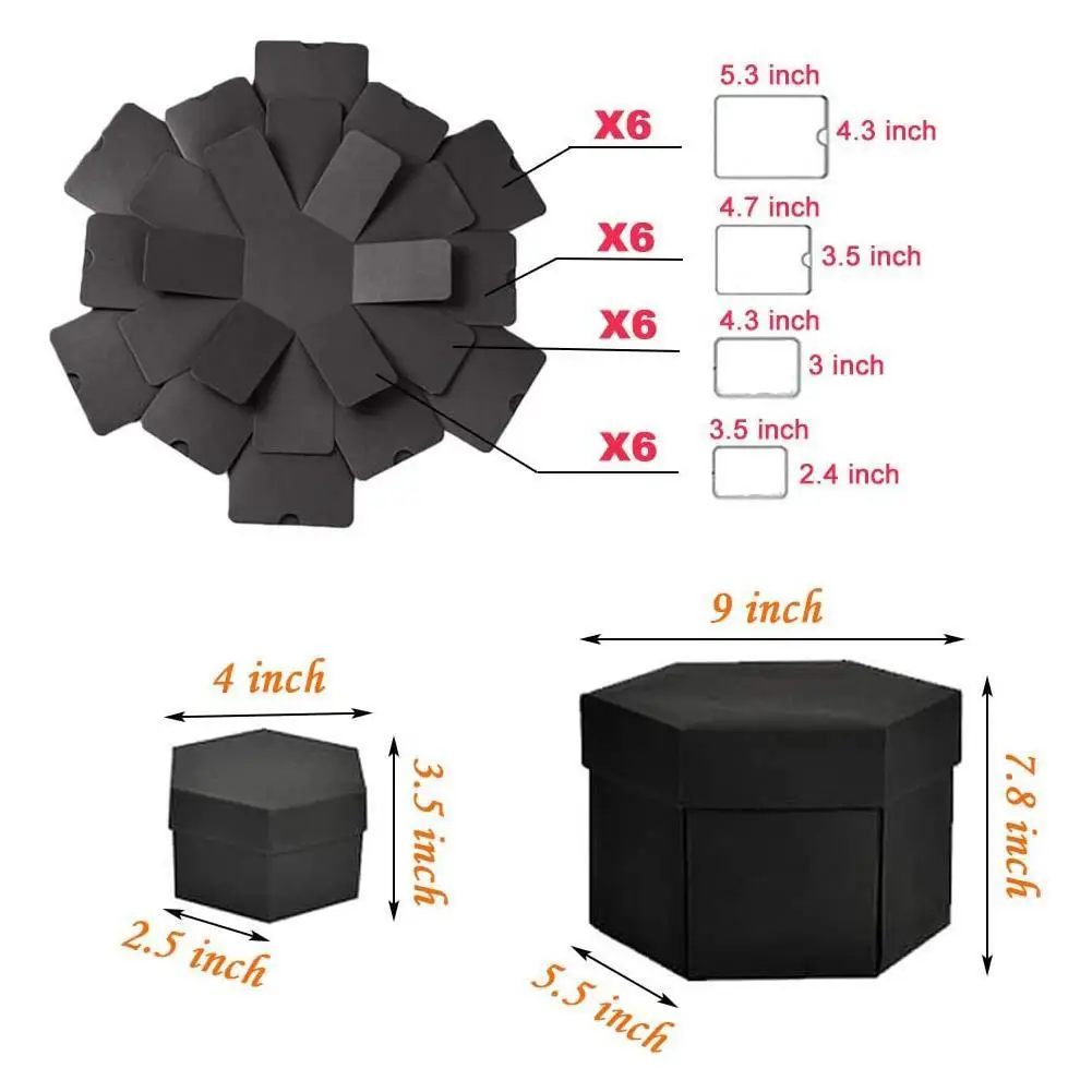 Hexagon Multi-layer Surprise Explosion Box Photo Album Scrapbook DIY Gift Box For Valentine Confession Wedding Birthday Party