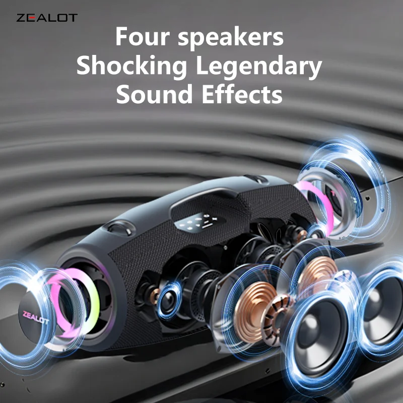 ZEALOT-S78 160W Portable Bluetooth Speaker Outdoor Party Speaker Big Loud Speaker Long Battery Life Excellent Bass Performace Bluetooth Speaker Big Battery Capacity