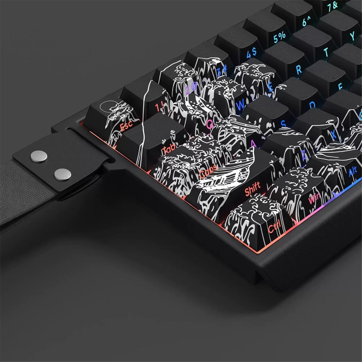 A20M -E غطاء مفاتيح متدرج PBT نحت جانبي شخصي شبه شفاف للوحة المفاتيح الميكانيكية 60/84/98/108 باللون الأبيض